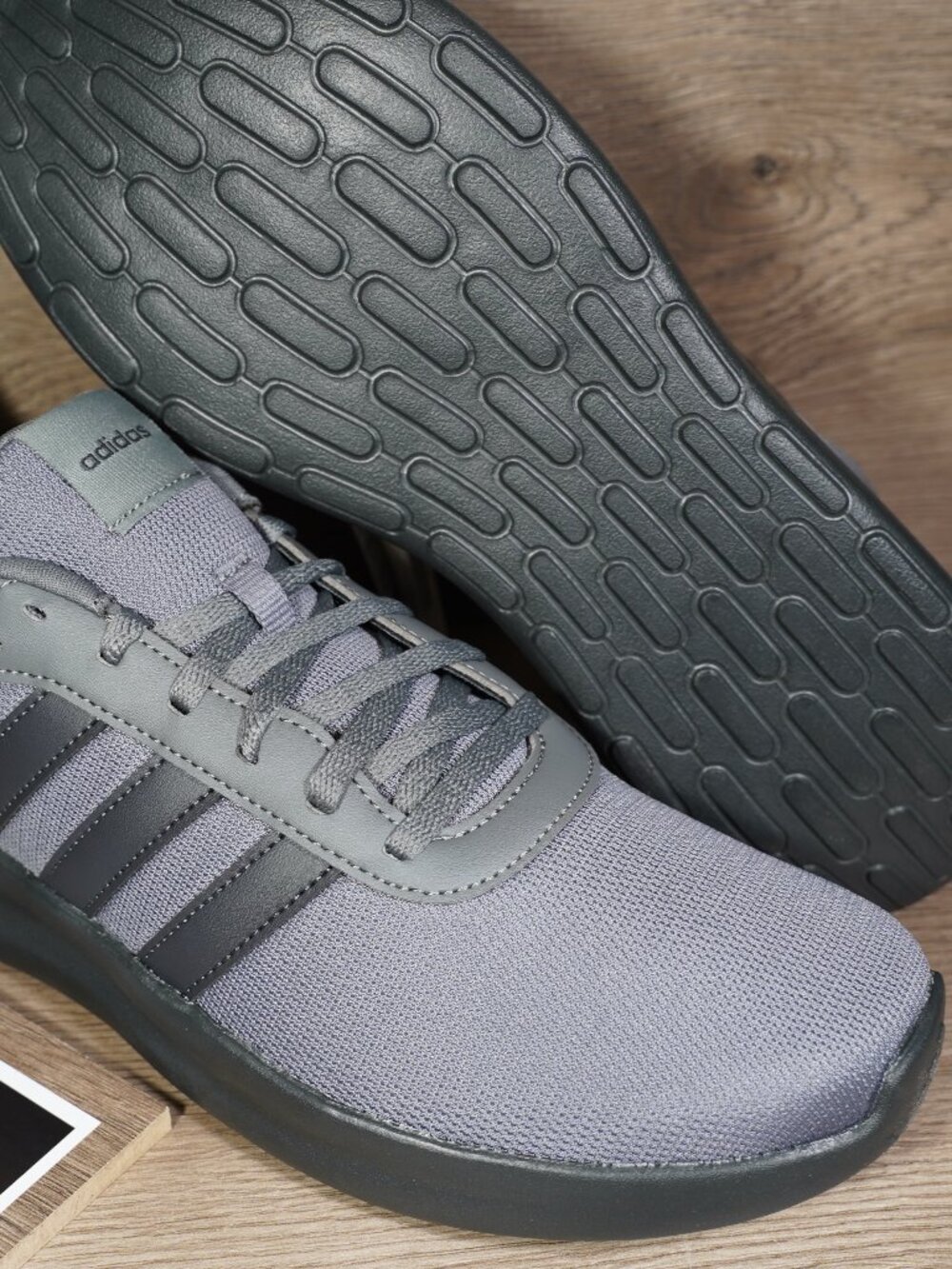 ADIDAS LITE RACER 4.0 MEN'S DARK GRAY BLACK RUNNING SHOES